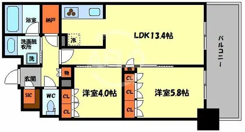 RJR堺筋本町タワー【13階】の間取り