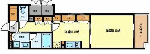 パークキューブ北浜【13階】の間取り
