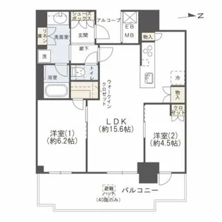 シエリアタワー大阪堀江【36階】の間取り