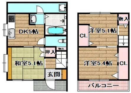 大阪府高槻市城南町3丁目【一戸建】の間取り