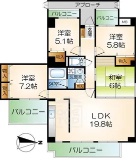 マウントビュー西田中【9階】の間取り