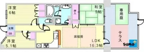尼崎D.C.パークイースト【104号室】の間取り