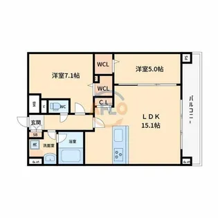 メゾンドボヌール弁天町【7階】の間取り