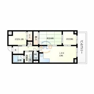 ヒルサイド四天王寺東【5階】の間取り