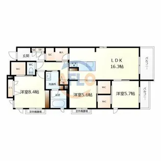シャーメゾン夕陽丘【2階】の間取り