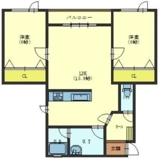 2LDKの間取り画像