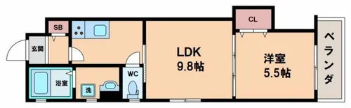 クリエオーレ舎利寺【2階】の間取り