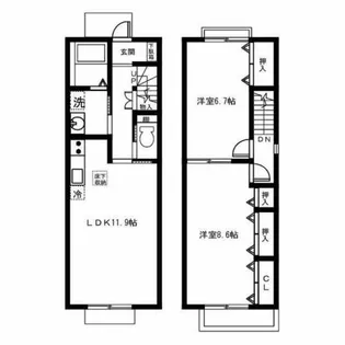 愛知県一宮市小信中島字西山【テラスハウス】の間取り