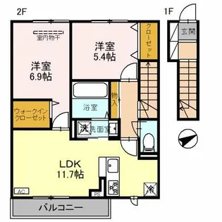 ソリッソ大久保町西嶋【203号室】の間取り