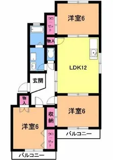 サンフラワーAハイツ【4階】の間取り