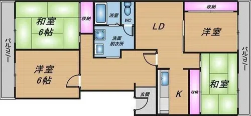 南港コープうしお24号棟【13階】の間取り