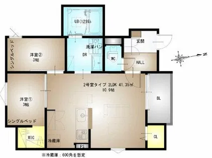 REGALEST Station side【202号室】の間取り