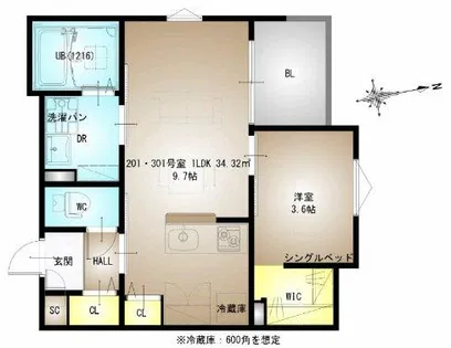 REGALEST Station side【301号室】の間取り