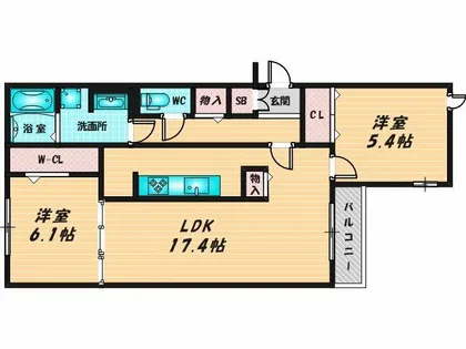 スペチアーレ巽中 B棟【1階】の間取り