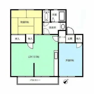 かきつばた日工B棟【101号室】の間取り