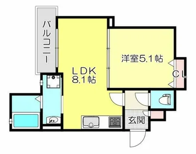 クリエオーレ瓜破東【1階】の間取り