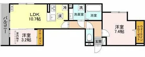 メゾンドソルテ【1階】の間取り