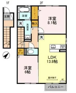 ビューティフルライフTADERA【2階】の間取り