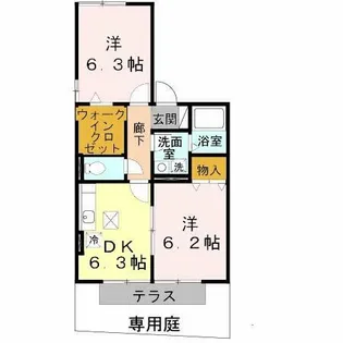 プルーニア天美A棟【1階】の間取り