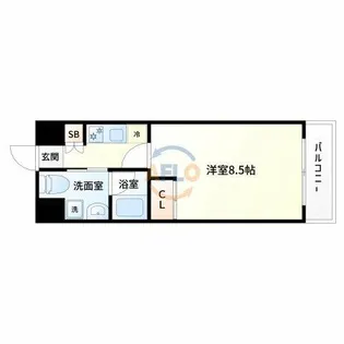 EbyU新大阪【4階】の間取り