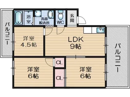 コーポラス摂津【201号室】の間取り