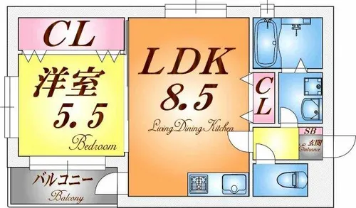 アネシスコート門口【4階】の間取り
