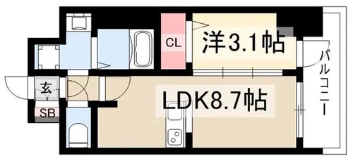 プレサンス新栄ユリシス【1102号室】の間取り