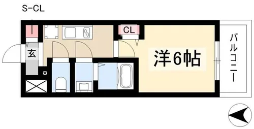 メイクスアート上前津Ⅵ【707号室】の間取り