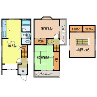 大阪府富田林市北大伴町3丁目【一戸建】の間取り