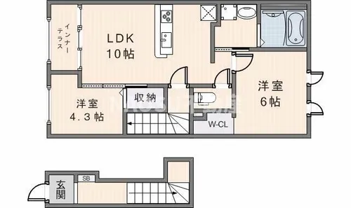 メゾン・ド・ヴェルデ若江【203号室】の間取り