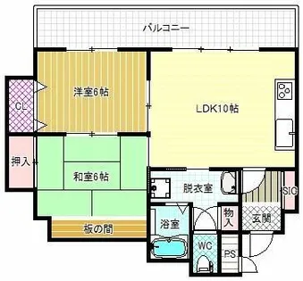リアンジェ富田林【6階】の間取り