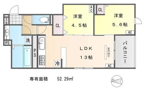 GRAMM岩倉【3階】の間取り