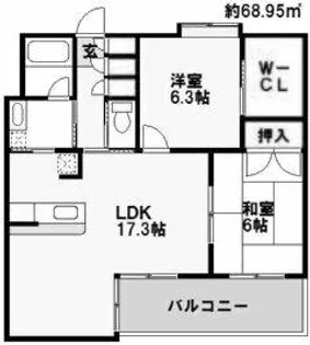 ルフォンド天神【2階】の間取り