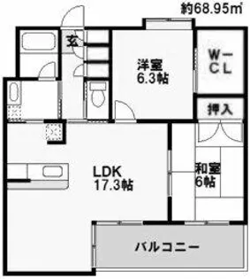 ルフォンド天神【202号室】の間取り