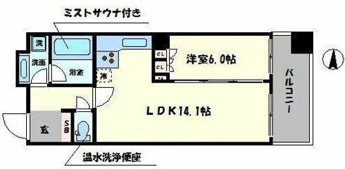 リーガル四ツ橋立売堀Ⅱ【9階】の間取り