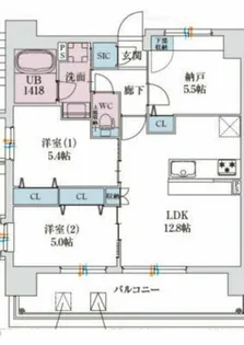 スプランディッド玉造DUE【2階】の間取り