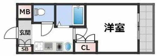 エスリード難波駅前【4階】の間取り