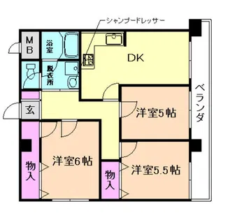 サンローゼうねの【3階】の間取り
