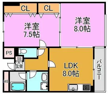 メゾンドボヌール【5階】の間取り