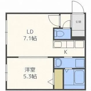 フラット北35条Ⅱ【4階】の間取り