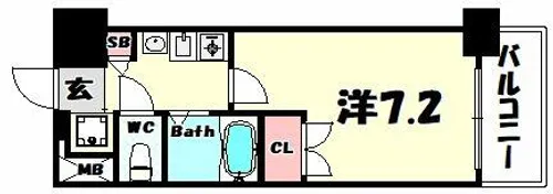 エステムコート三宮山手2ソアーレ【7階】の間取り