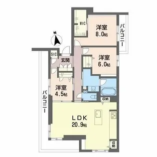 シャーメゾン西小倉駅前【4階】の間取り