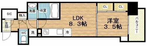 BPRレジデンス大阪本町Q【2階】の間取り