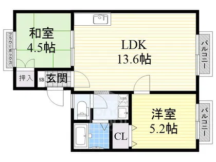 高井ハイツB棟【2階】の間取り