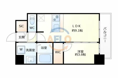 S-RESIDENCE阿波座chiaro【2階】の間取り