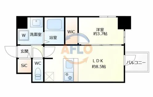 S-RESIDENCE阿波座chiaro【6階】の間取り