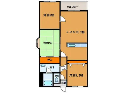 コーポ美原Ⅱ【21号室】の間取り