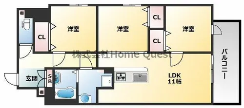 プレサンスNEO新深江リュミエル【5階】の間取り