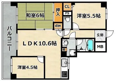 エクセラート神戸【1102号室】の間取り