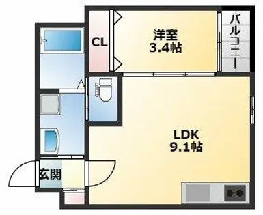 H-maison衣摺Ⅲ【105号室】の間取り